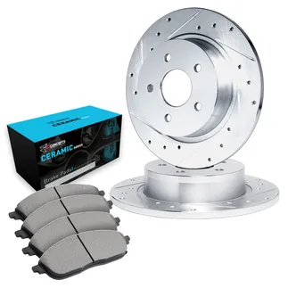 R1 Concepts WGWN1-63007 E- Line Series Brake Rotor - D/S - Silver W/ Ceramic Pads